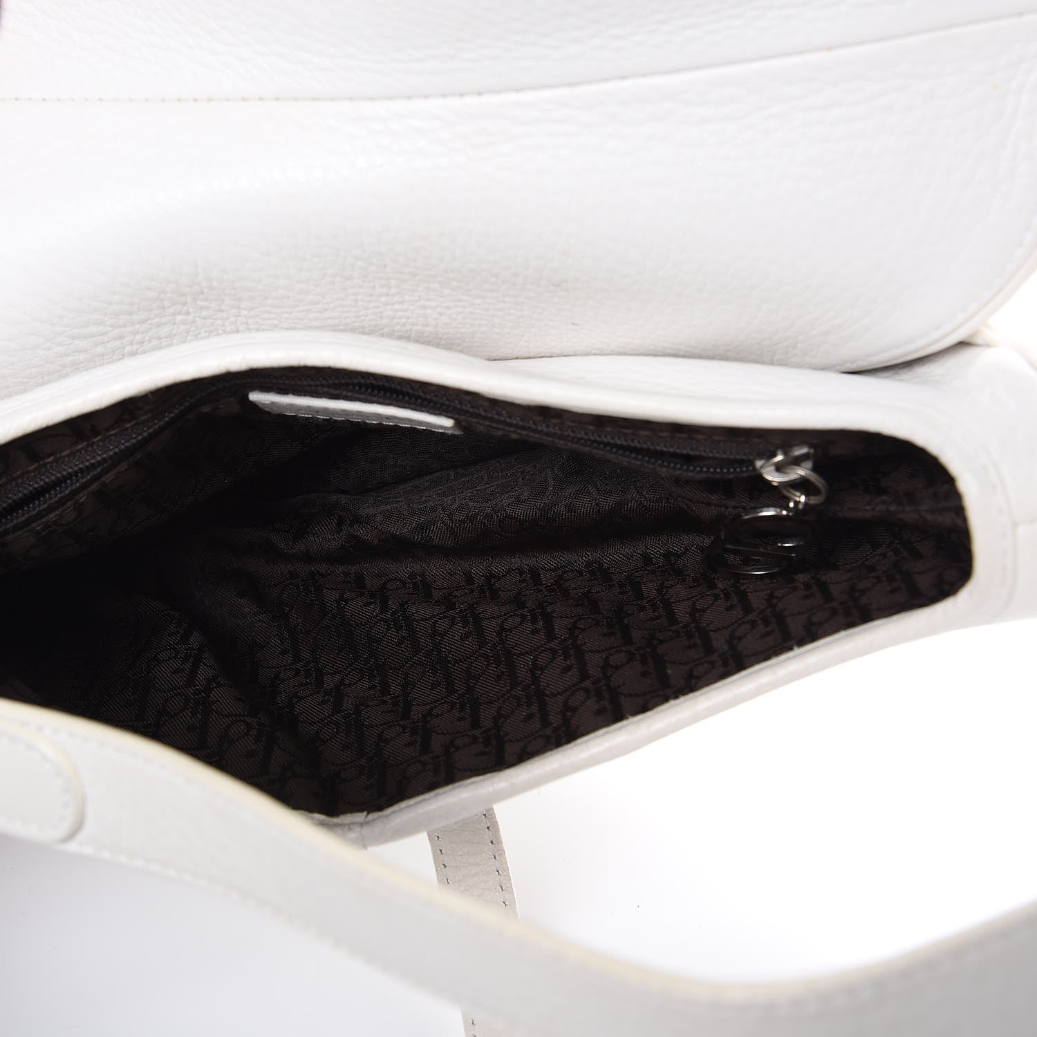 Christian Dior Calfskin Embroidered Romantic Flowers Saddle Bag White 5 of 12