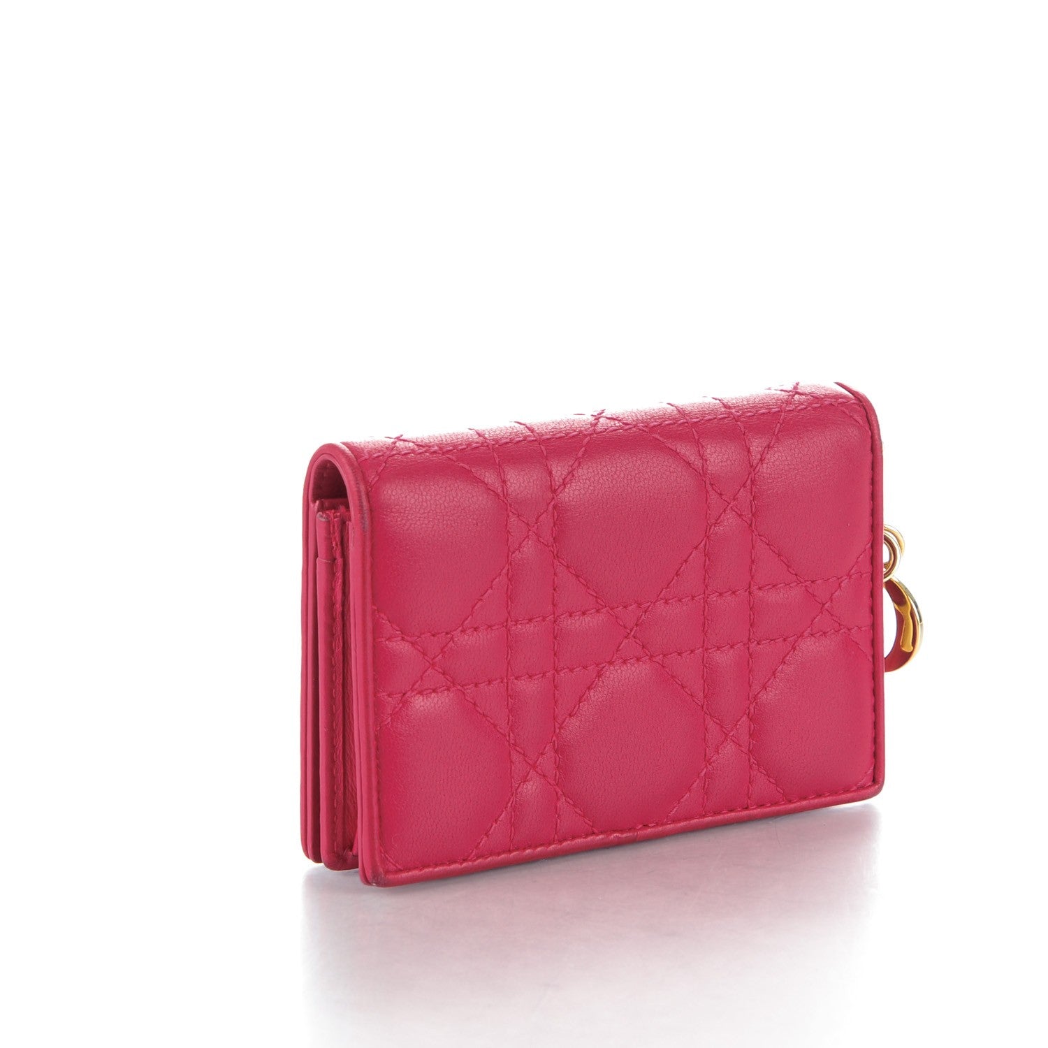 Christian Dior Lambskin Cannage Lady Dior Card Holder Pink 3 of 7