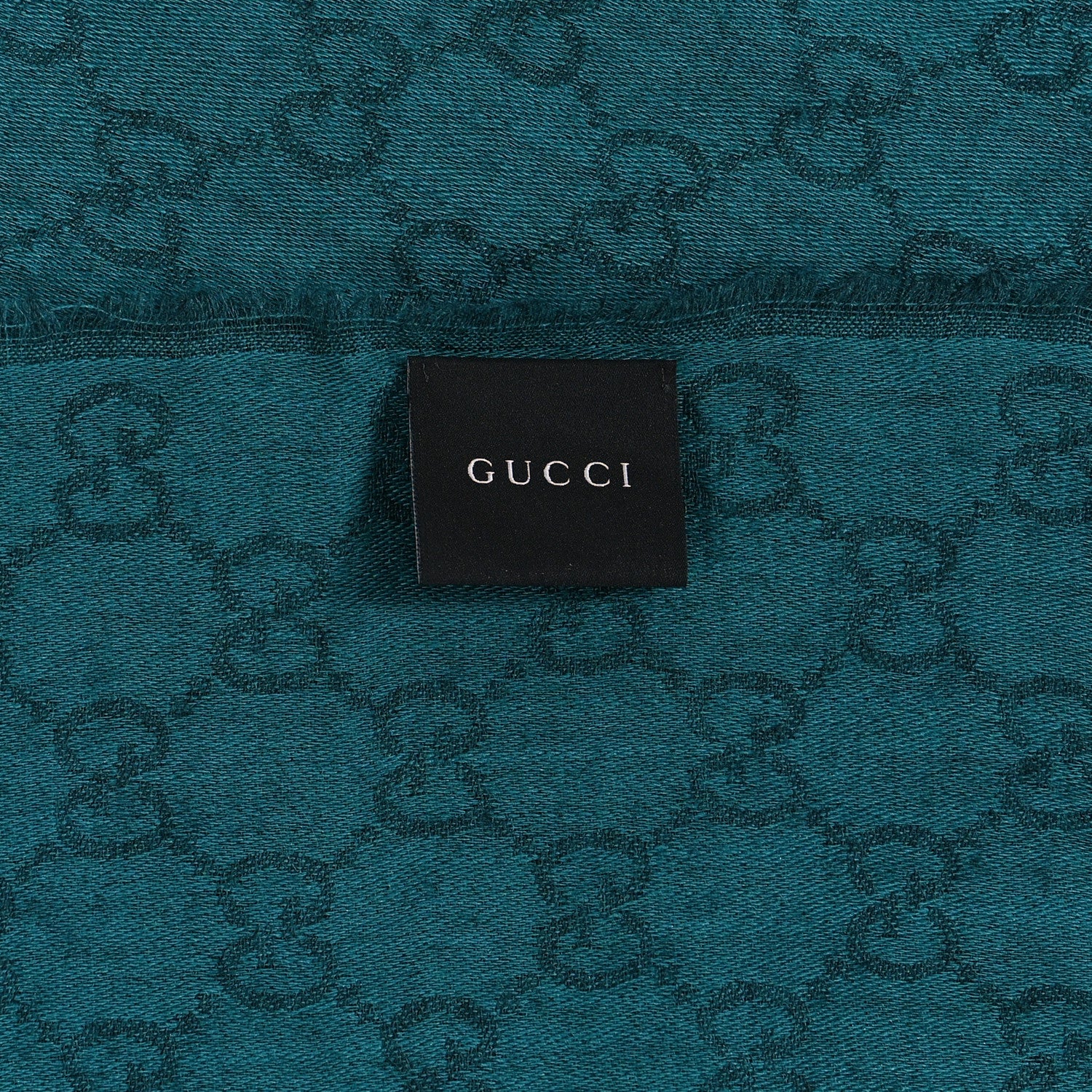 Gucci Wool Silk Monogram Fringe Scarf Blue 3 of 6