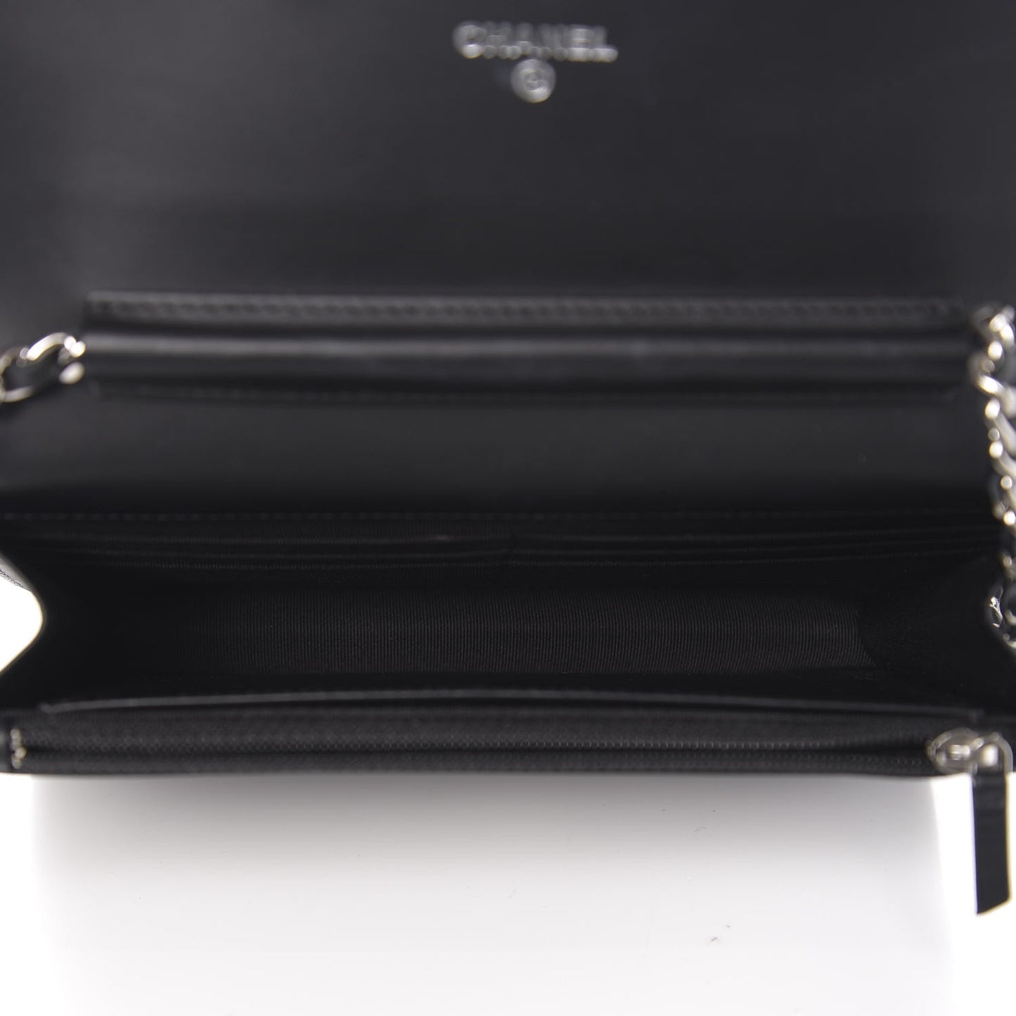 Patent Quilted Wallet On Chain WOC Black