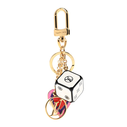Louis Vuitton Metal Resin Game On Dice and Heart Charm Key Holder Gold 1 of 5