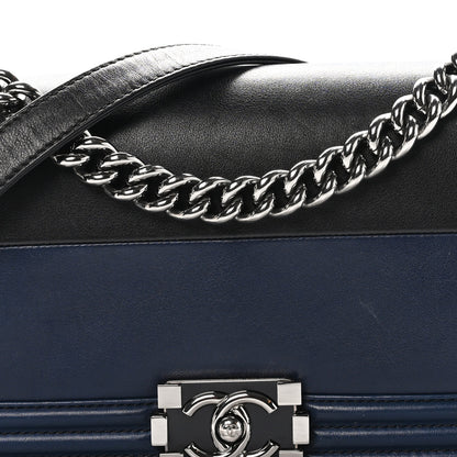Chanel Calfskin Medium Bi-Color Boy Flap Navy Black 8 of 11