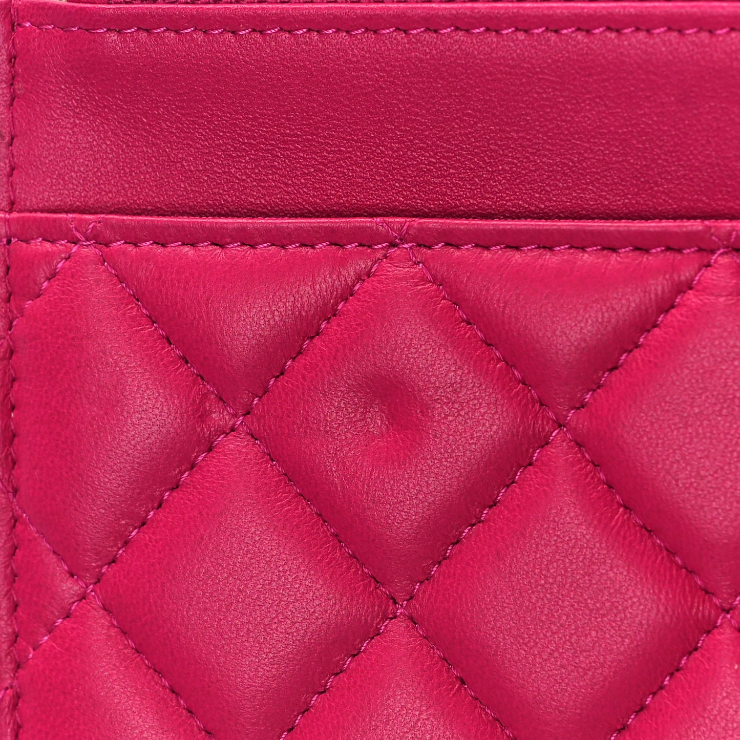 Lambskin Quilted CC Pearl Crush Wallet on Chain WOC Dark Pink