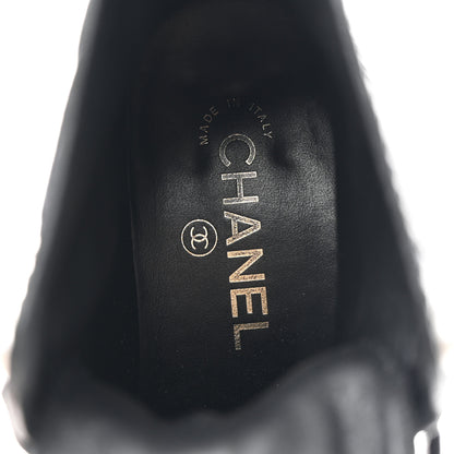 Chanel Shiny Calfskin Velvet Pearl Combat Short Boots 39 Black 8 of 9