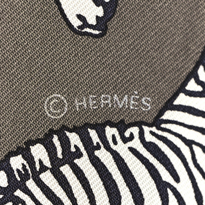 Hermes Silk Les Zebres Twilly Gris Taupe Black White 4 of 4