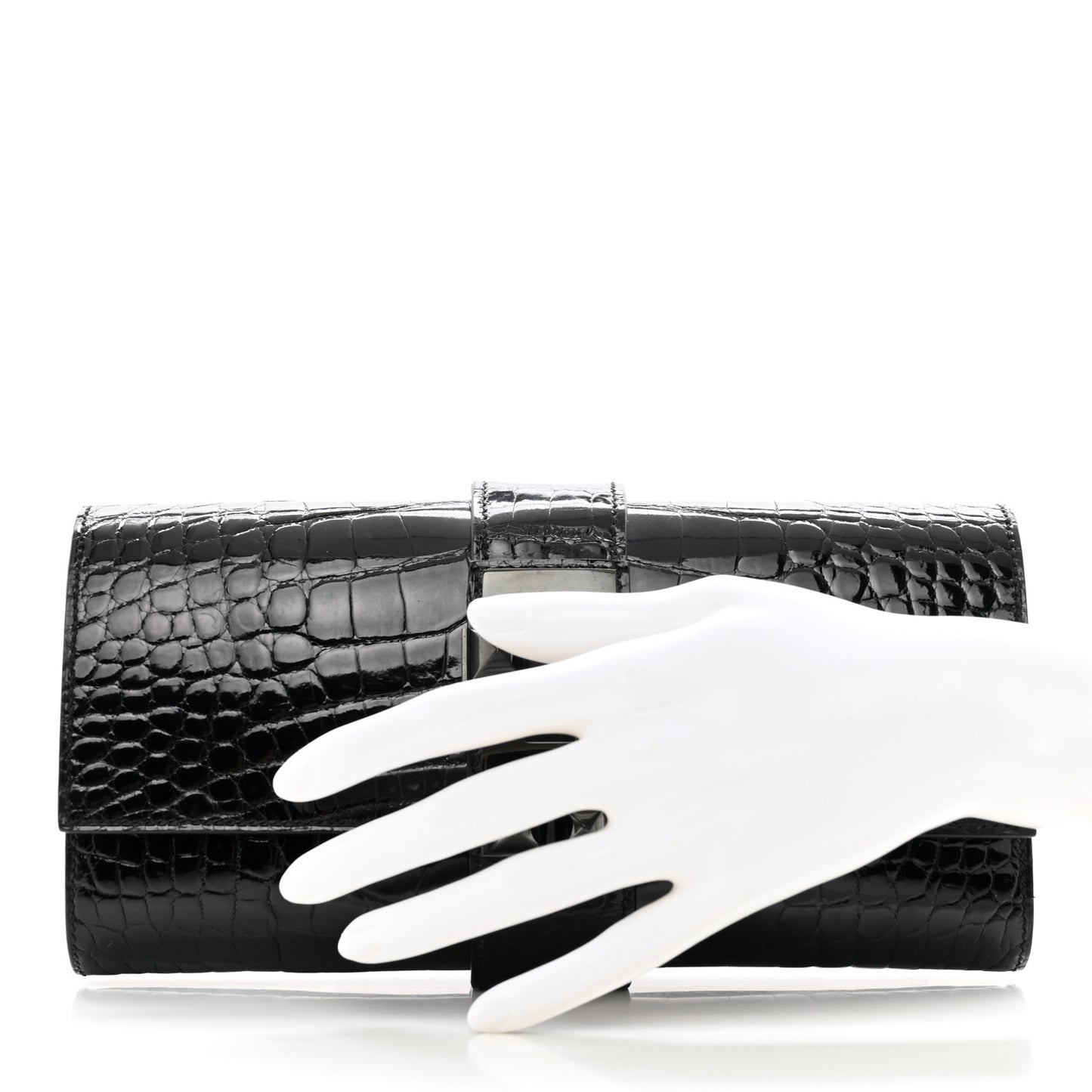 Shiny Alligator Medor Clutch 23 So Black