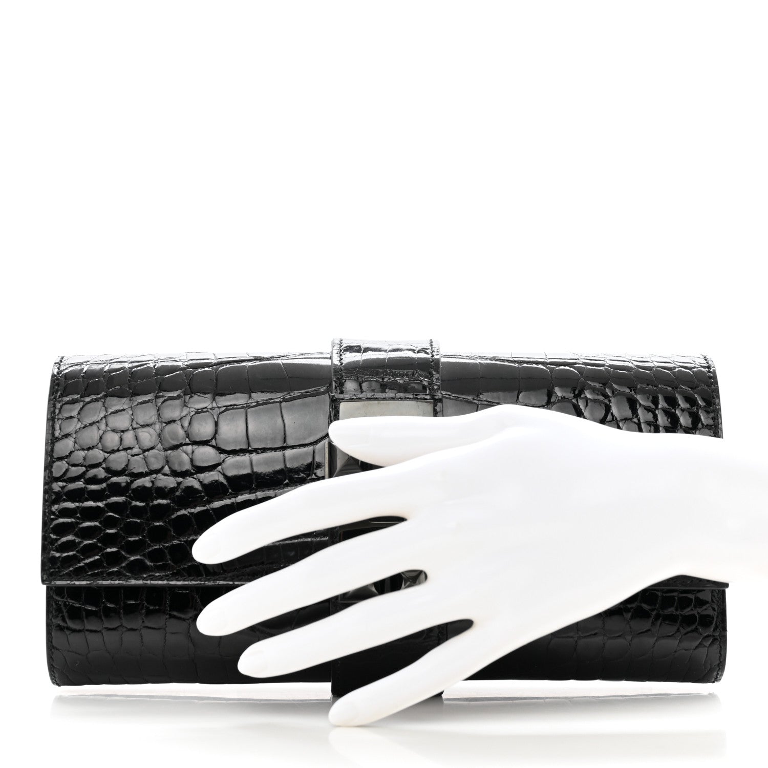 Hermes Shiny Alligator Medor Clutch 23 So Black 2 of 8