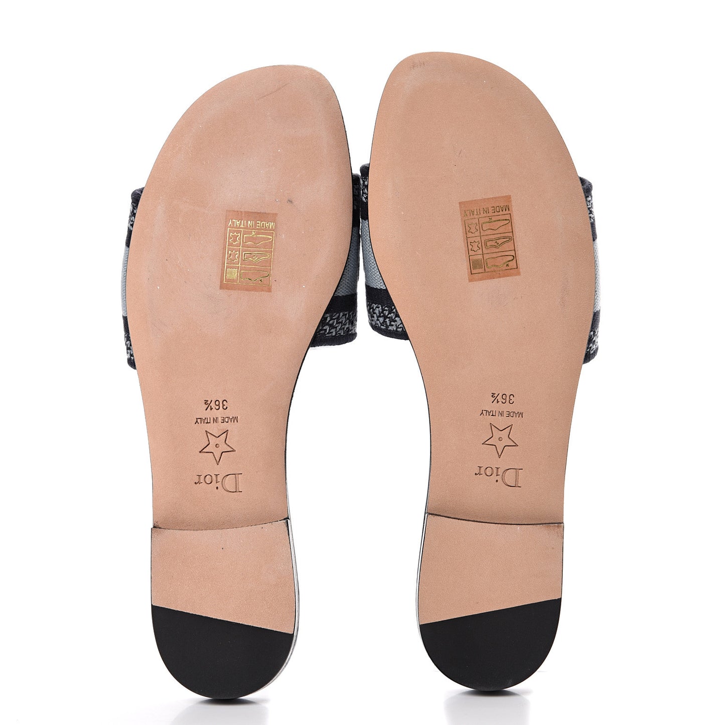 Canvas Tie and Dior Embroidered Dway Flat Slide Sandals 37.5 Denim