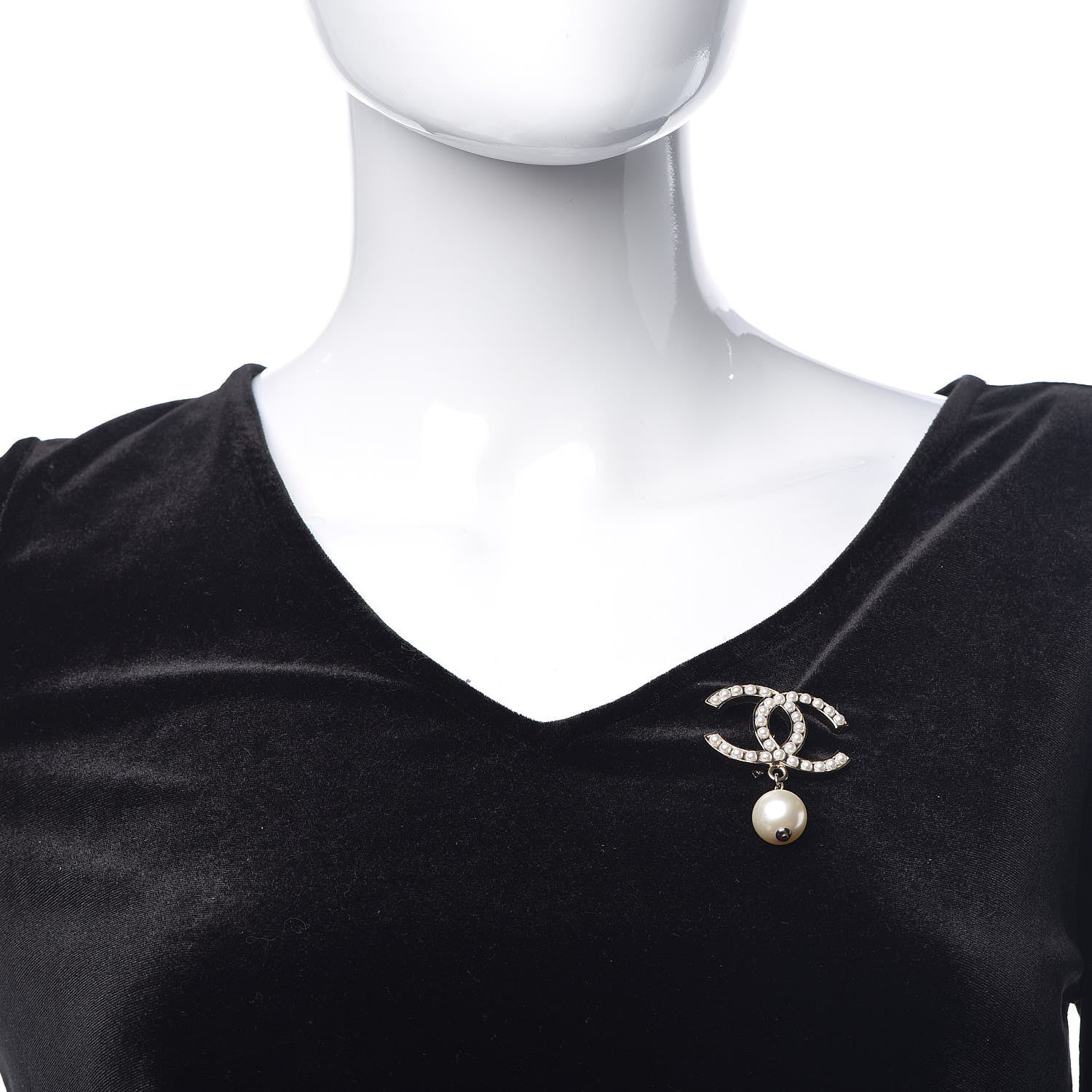 Chanel Pearl CC Drop Brooch Gold 2 of 4