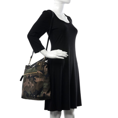 Valentino Garavani Nylon Camouflage Rockstud Reversible Tote Green Blue Fluo 2 of 14