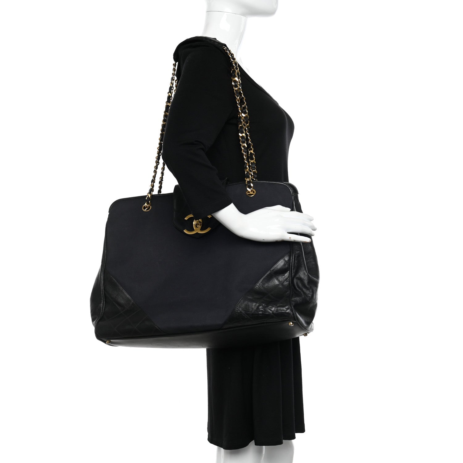 Chanel Canvas Calfskin XL Weekender Bag Black 2 of 11