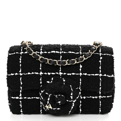 Chanel Tweed Quilted Small Camellia Flap Black Pink 1 of 10