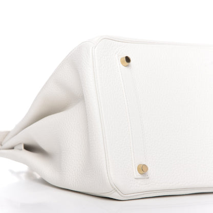 Hermes Taurillon Clemence Birkin 35 White 6 of 11