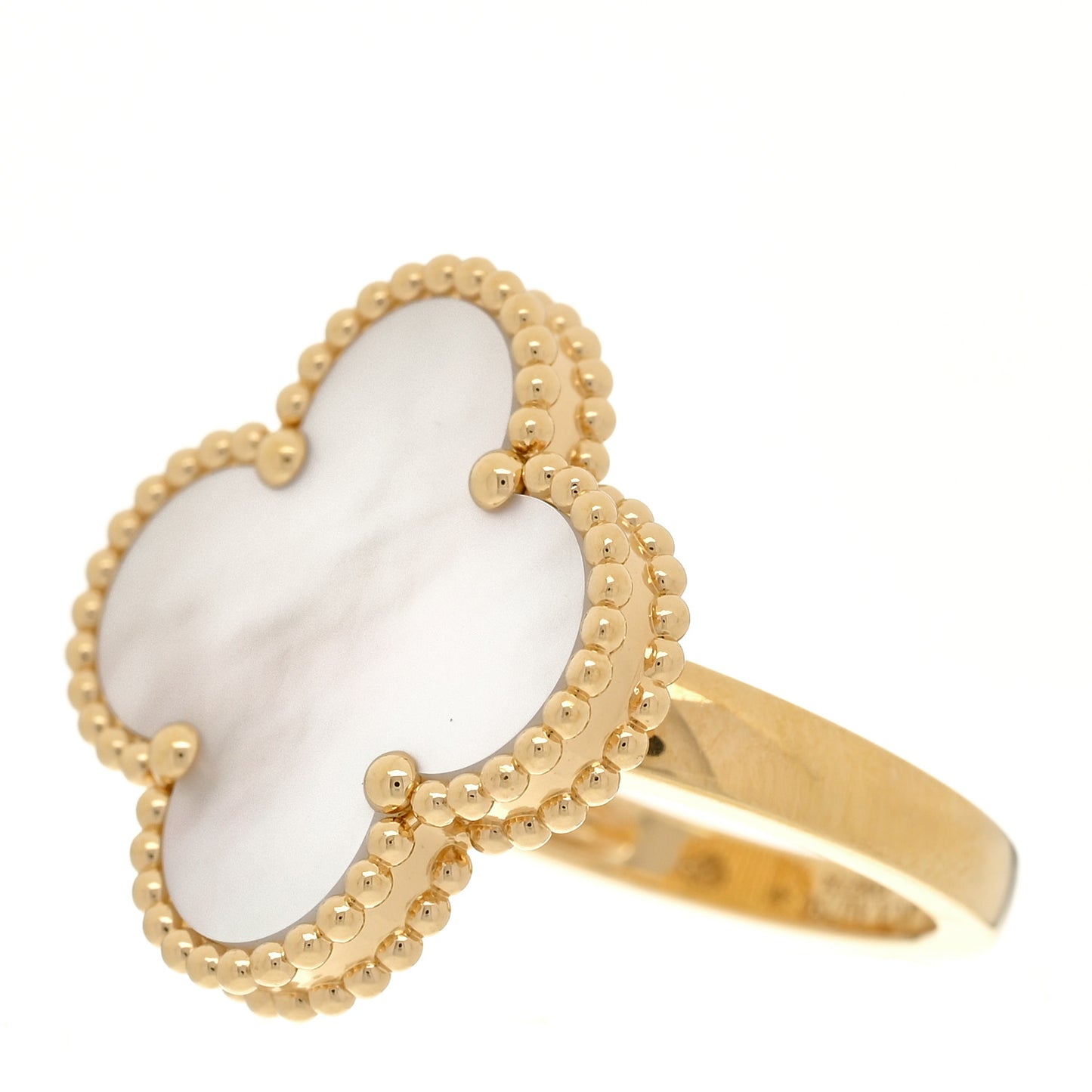 18K Yellow Gold Mother of Pearl Magic Alhambra Ring 48 4.5