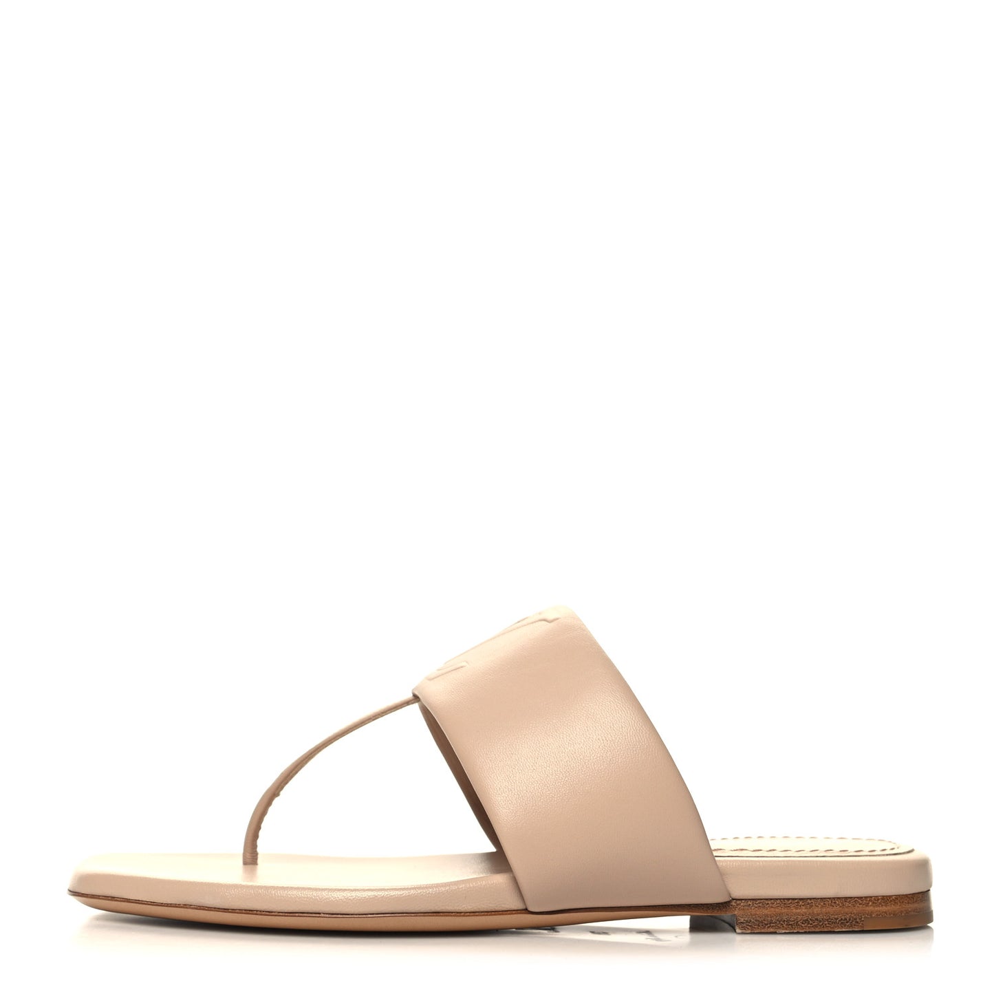 Lambskin Embossed Monogram Drapy Flat Thong Sandal 36 Beige