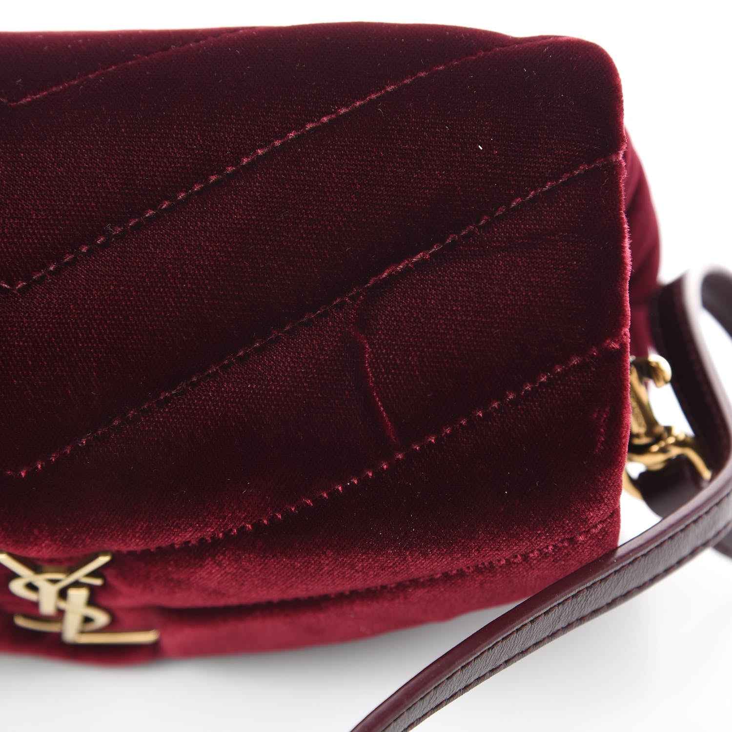 Saint Laurent Velvet Y Quilted Monogram Toy Loulou Crossbody Bag French Burgundy 13 of 15