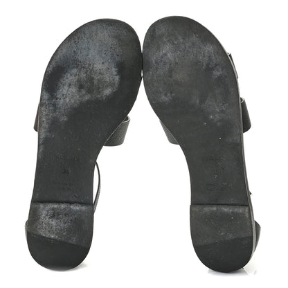 Hermes Epsom Santorini Sandals 38 Black 6 of 14