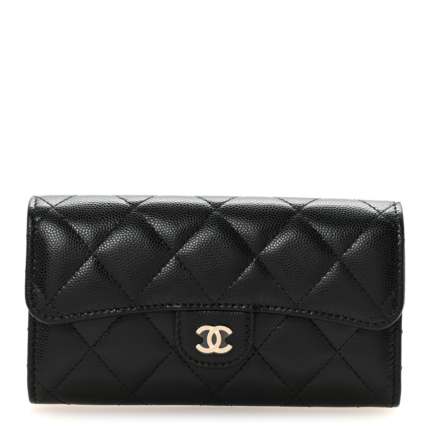 Chanel Caviar Quilted Medium Gusset Flap Wallet Black 1 of 9