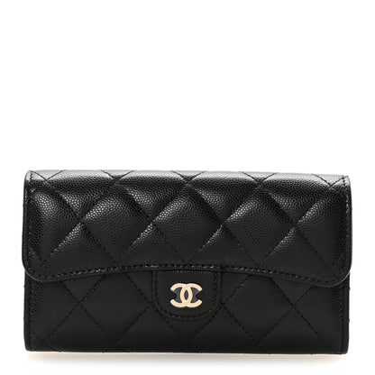 Chanel Caviar Quilted Medium Gusset Flap Wallet Black 1 of 9