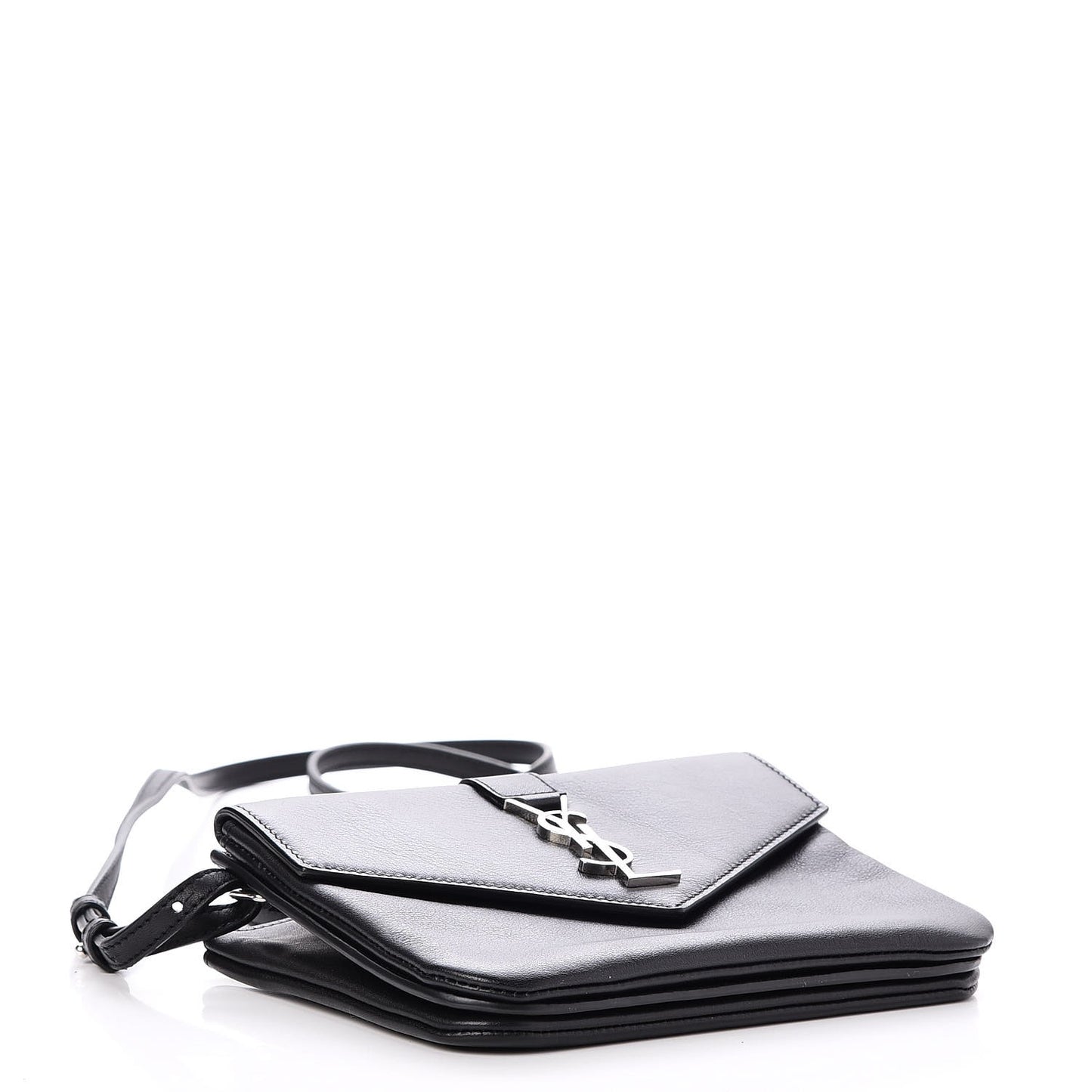 Calfskin Monogram Tri Pocket Crossbody Bag Black