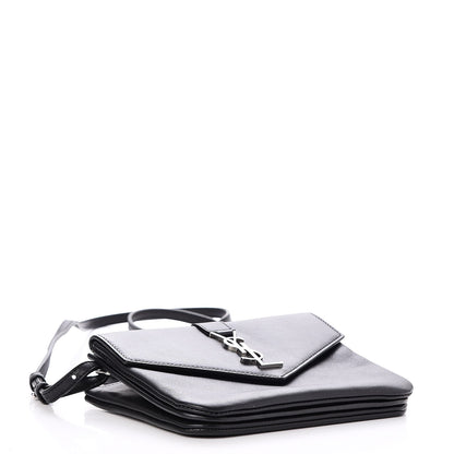 Saint Laurent Calfskin Monogram Tri Pocket Crossbody Bag Black 4 of 9