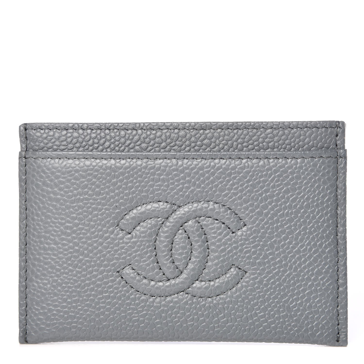 Chanel Caviar Timeless CC Card Holder Wallet Grey 1 of 8