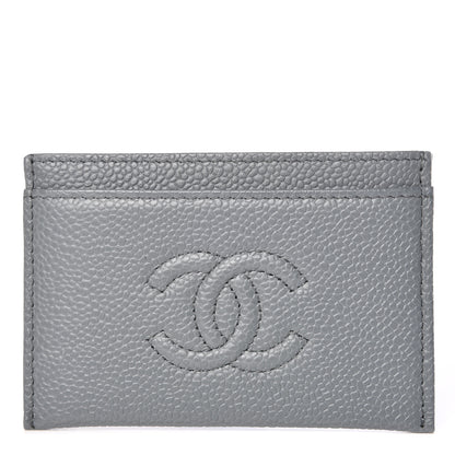 Chanel Caviar Timeless CC Card Holder Wallet Grey 1 of 8