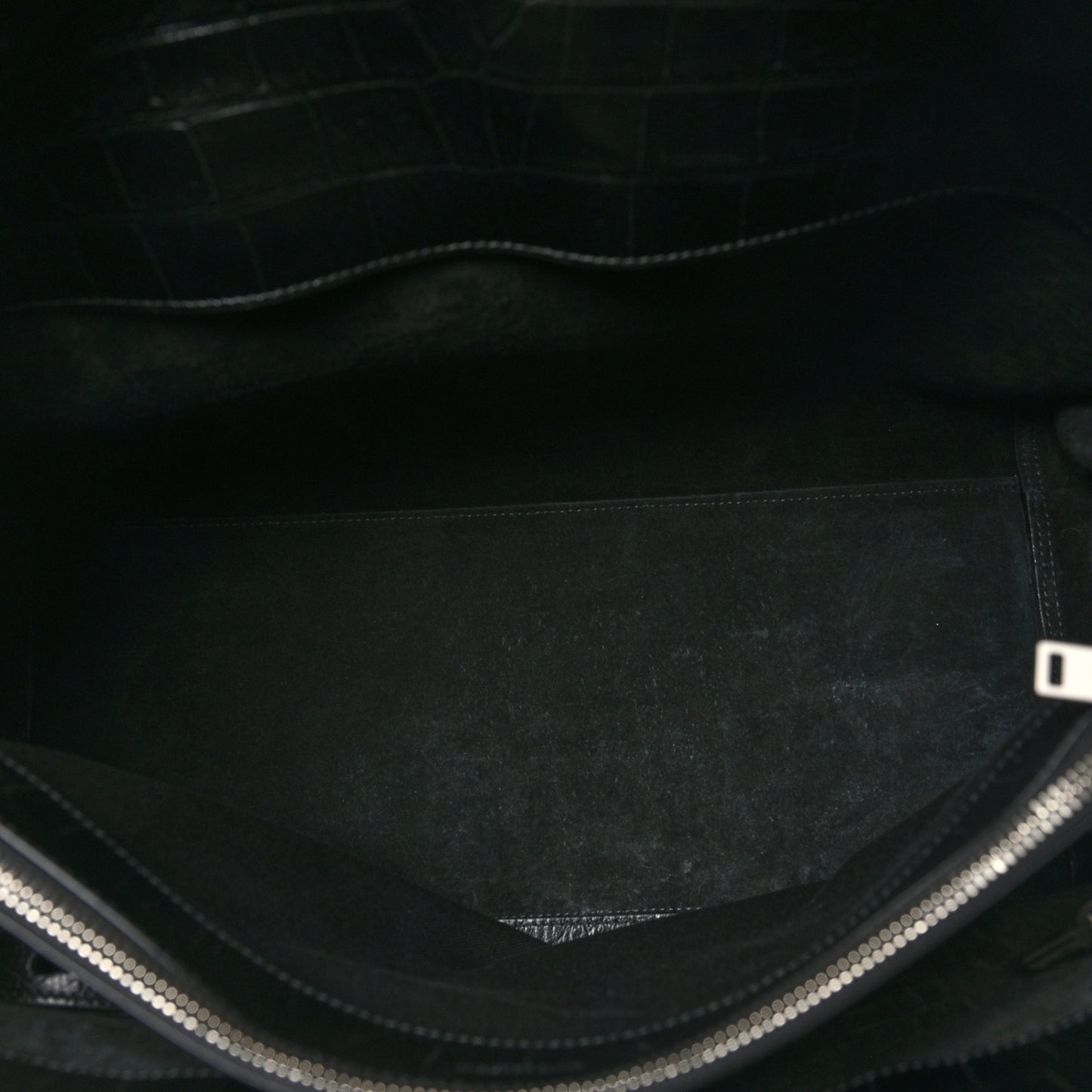 Calfskin Crocodile Embossed Large Souple Sac De Jour Black