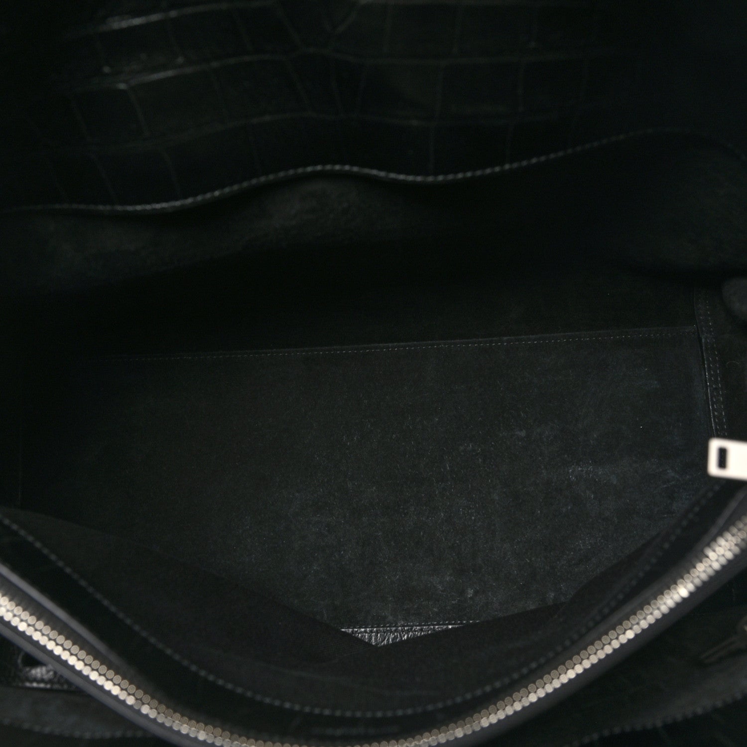 Saint Laurent Calfskin Crocodile Embossed Large Souple Sac De Jour Black 6 of 10