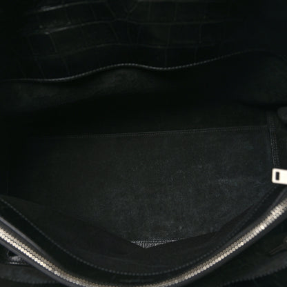 Saint Laurent Calfskin Crocodile Embossed Large Souple Sac De Jour Black 6 of 10