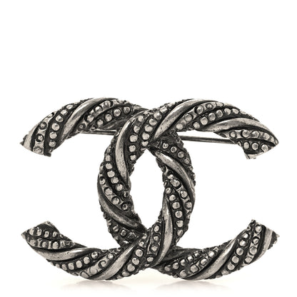 Chanel Ruthenium Twisted CC Brooch Silver 1 of 3
