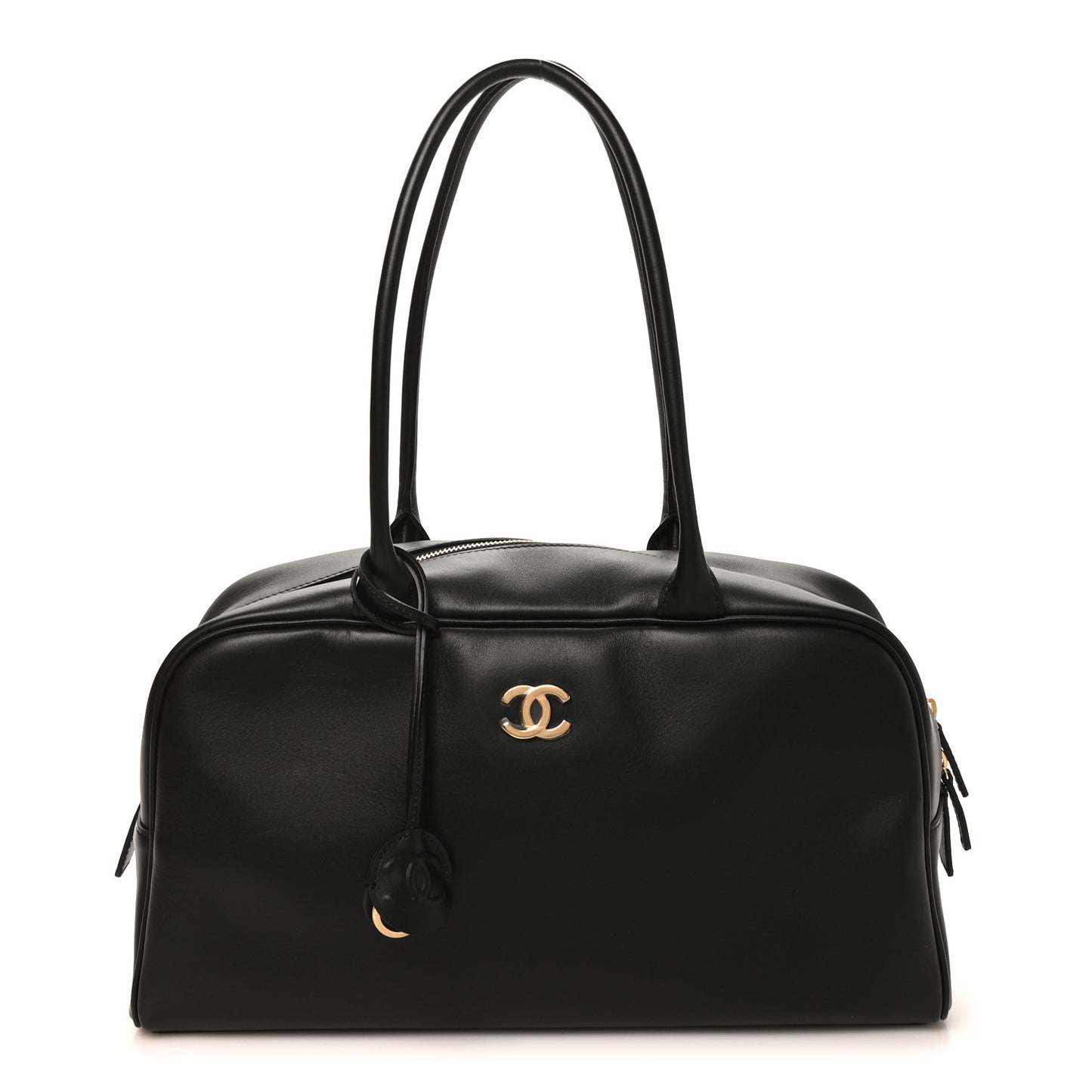Calfskin Large Perfect Bowling Bag Black