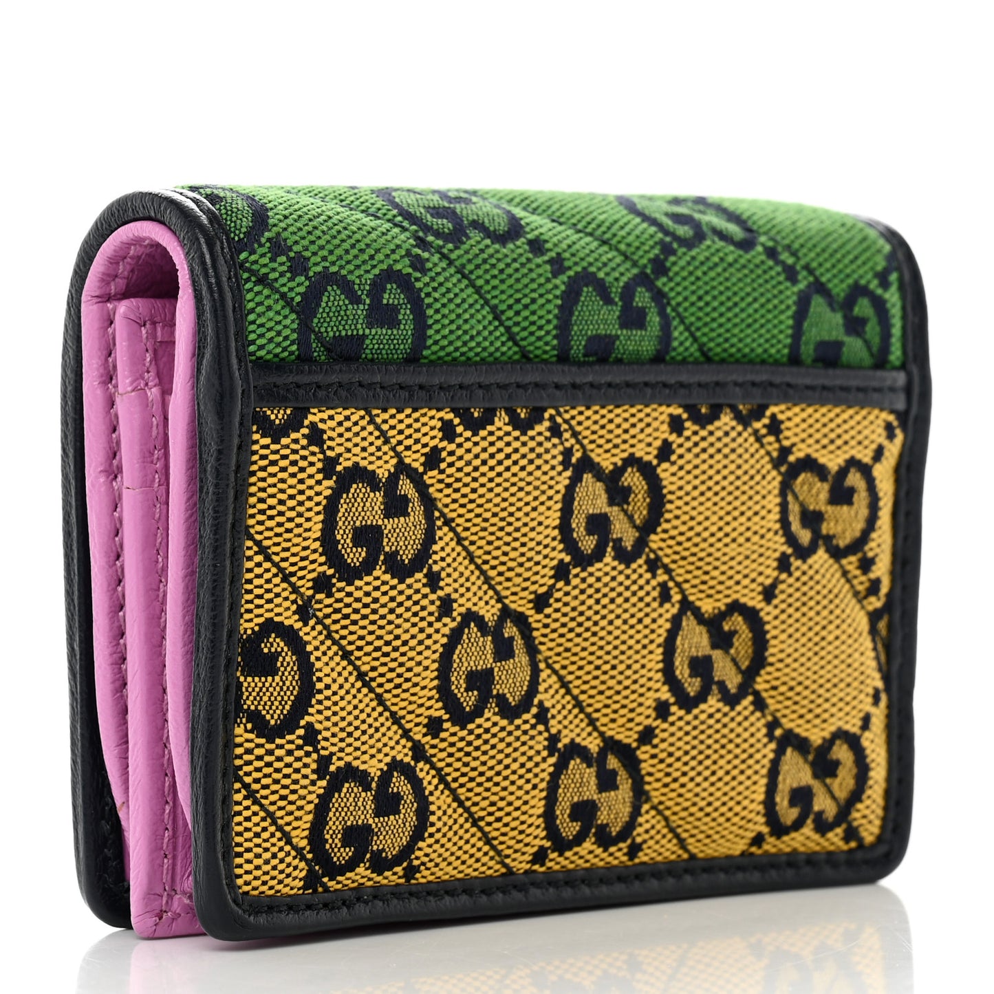 Monogram Multicolor Matelasse Diagonal GG Marmont Card Case Wallet Green Blue Yellow Candy Mousse