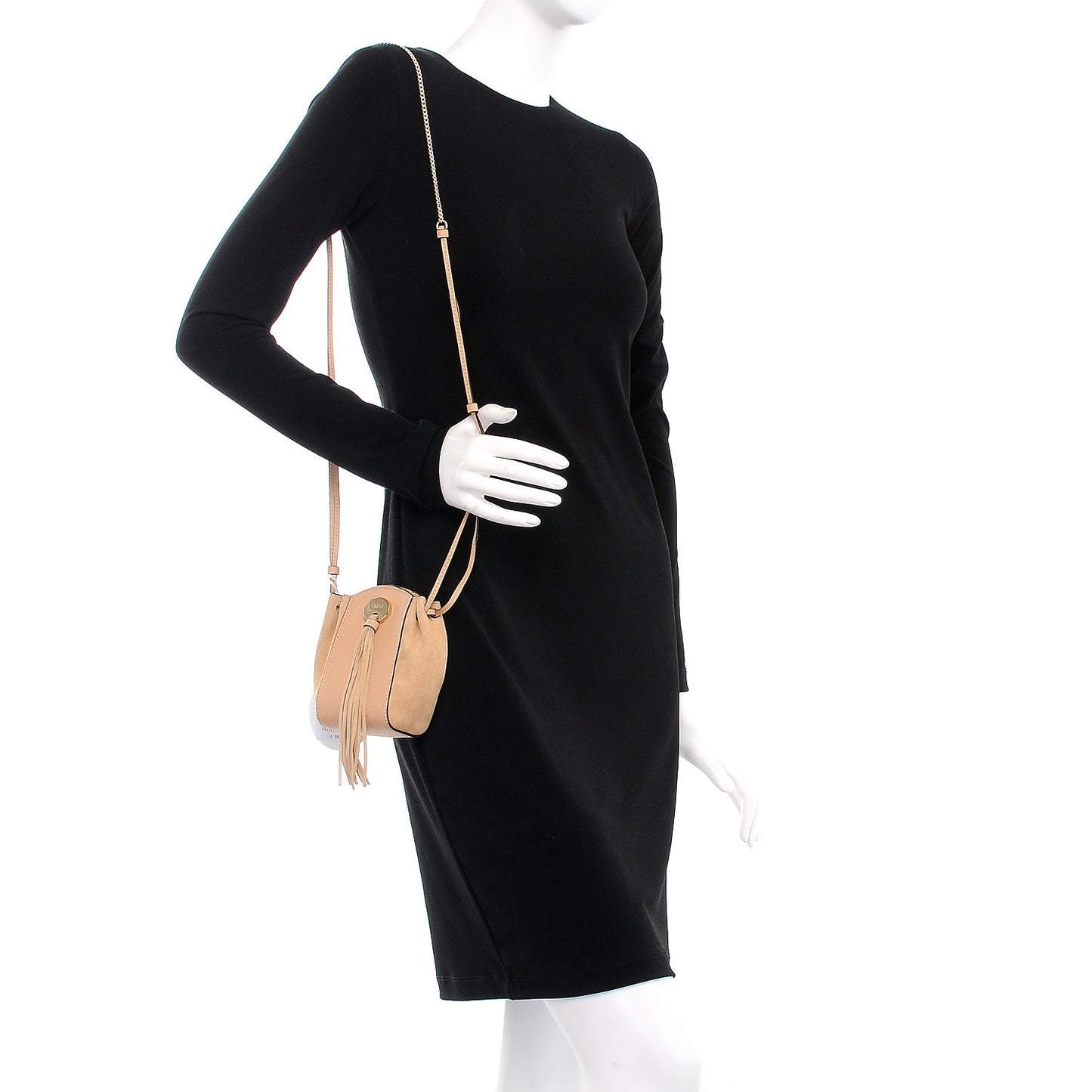 Suede Calfskin Mini Sac Drawstring Blush Nude
