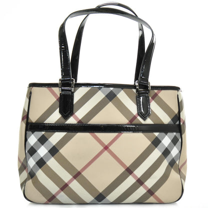 Burberry Patent Trim Nova Check Tote 1 of 10