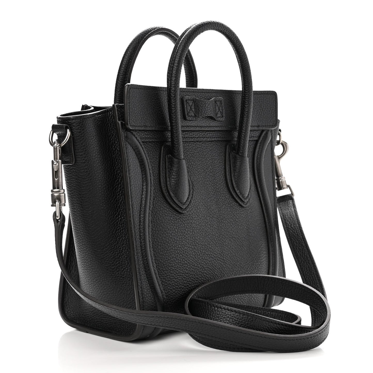 Drummed Calfskin Nano Luggage Black
