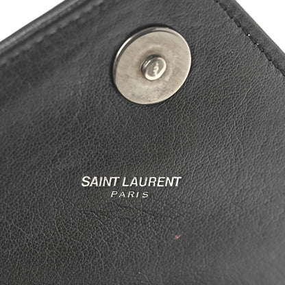 Saint Laurent Sheepskin Matelasse Chevron Monogram Medium College Bag Black 7 of 11