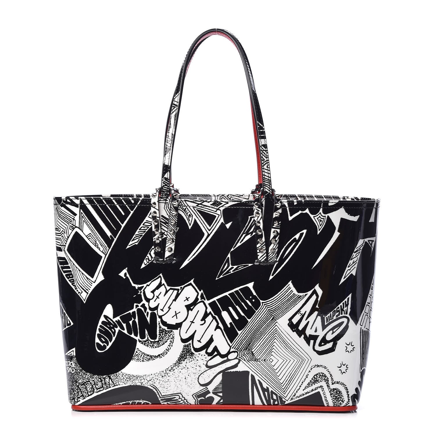 Christian Louboutin Patent Metro Graf Spikes East West Cabata Tote Black 3 of 10
