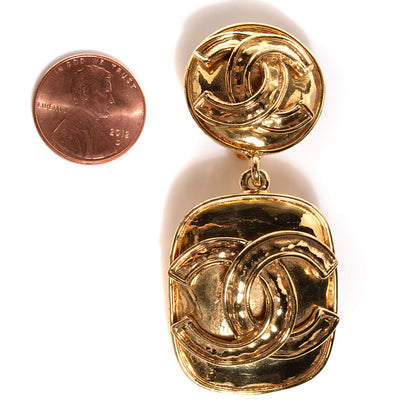 Chanel CC Clip On Drop Earrings Gold 2 of 4