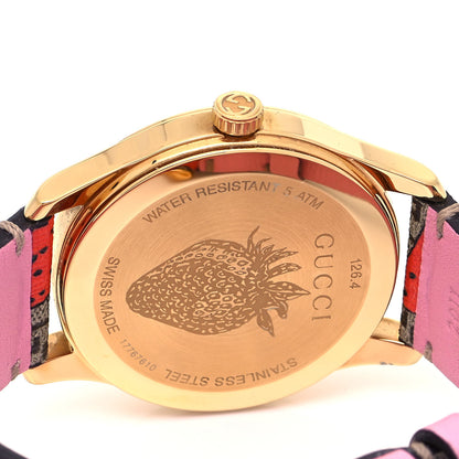 Gucci Stainless Steel Canvas 38mm G-Timeless GG Supreme Strawberry Quartz Watch Brown 4 of 4