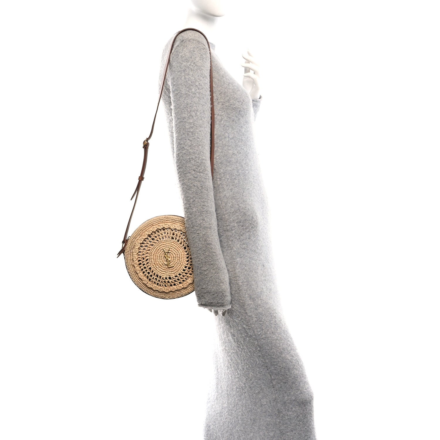 Saint Laurent Raffia Sac Round Naturel 2 of 10
