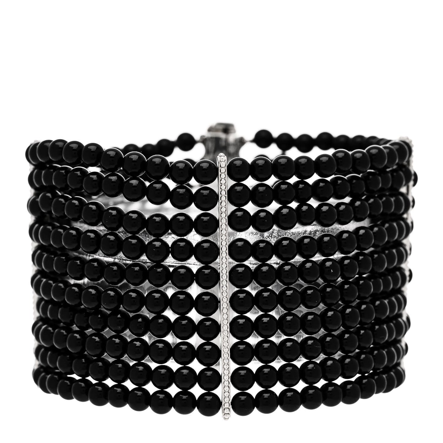 Sterling Silver Black Onyx 10 Row Ziegfeld Bracelet