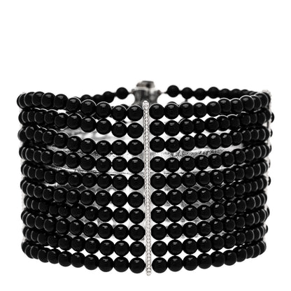 Tiffany Sterling Silver Black Onyx 10 Row Ziegfeld Bracelet 1 of 4