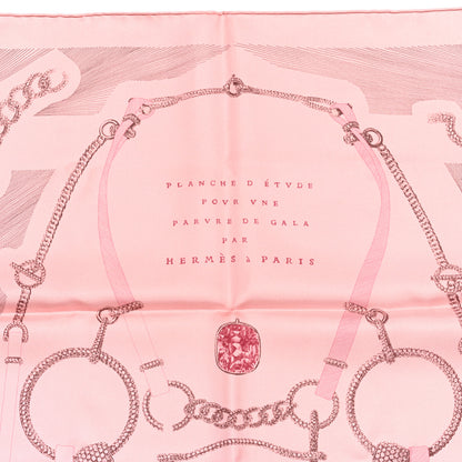 Hermes Silk Our Line Etude Pour Une Parure De Gala Scarf 90 Rose Ballerine Taupe Framboise 2 of 4