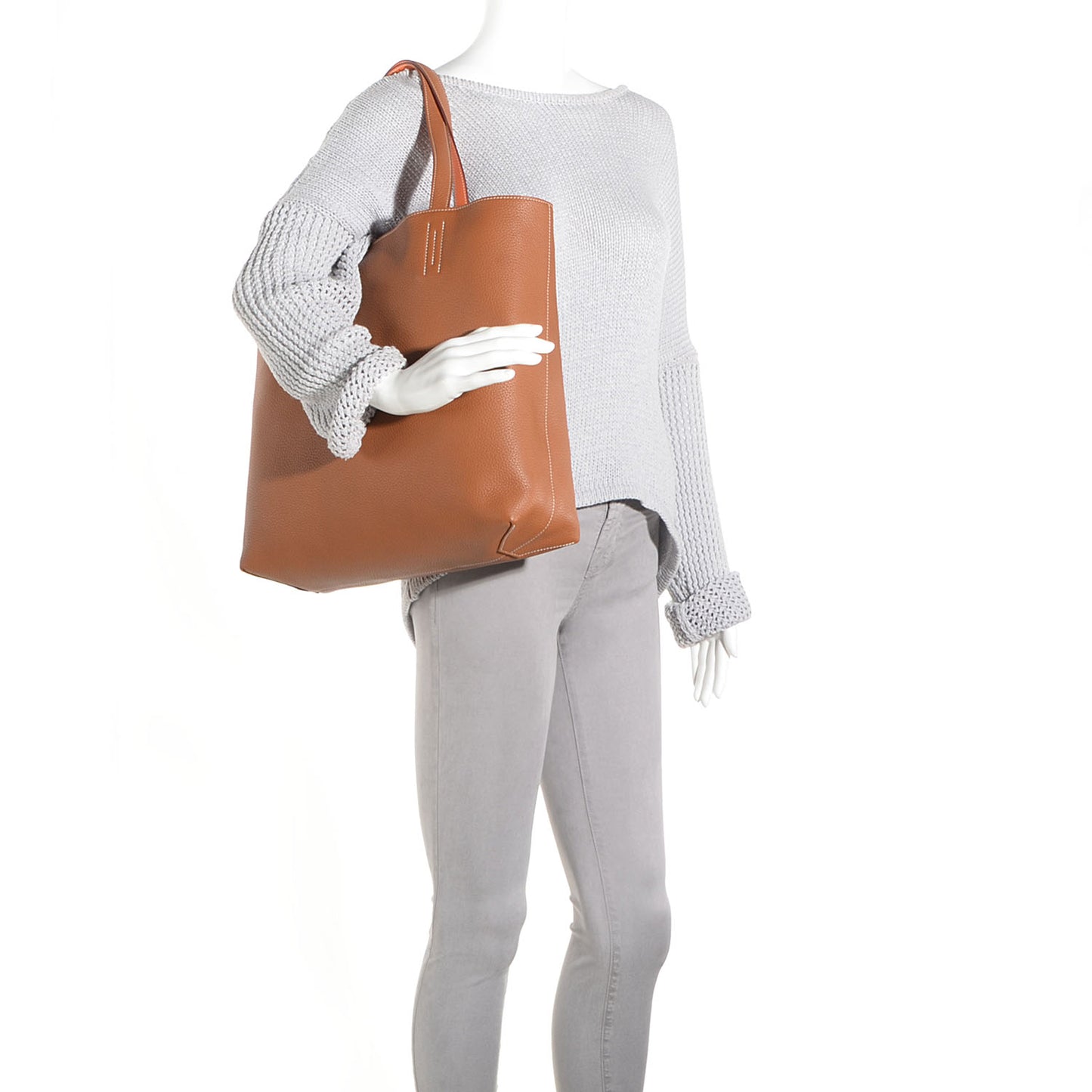 Taurillon Clemence Double Sens 36 Reversible Tote Gold and Orange