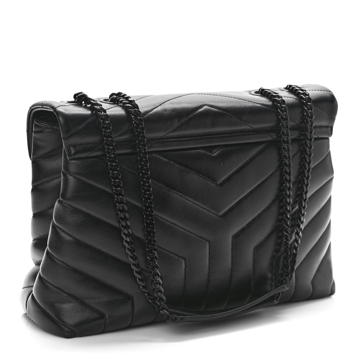 Saint Laurent Calfskin Y Quilted Monogram Medium Loulou Chain Satchel Black 3 of 10