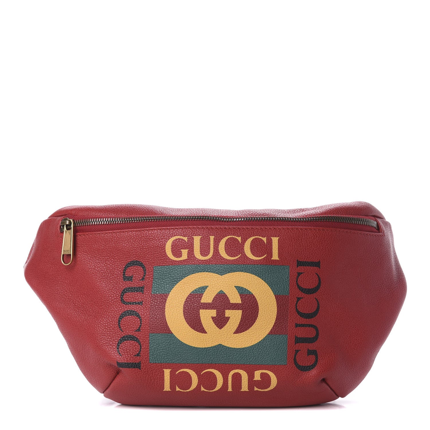 Gucci Grained Calfskin Logo Belt Bag Hibiscus Red 1 of 9