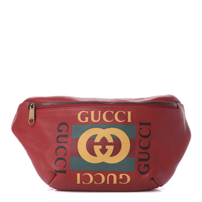 Gucci Grained Calfskin Logo Belt Bag Hibiscus Red 1 of 9