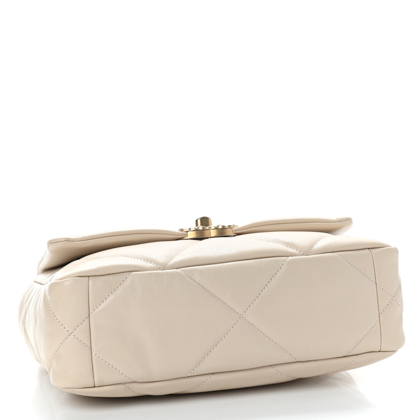 Goatskin Quilted Medium Chanel 19 Flap Beige