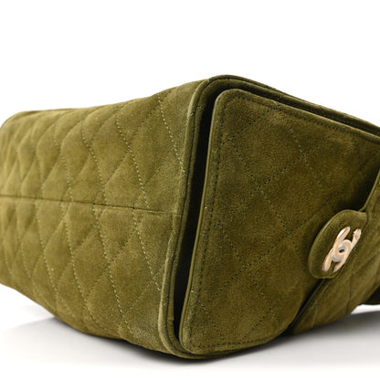 Chanel Suede Quilted Small Chanel 25 Handbag Khaki 10 of 11